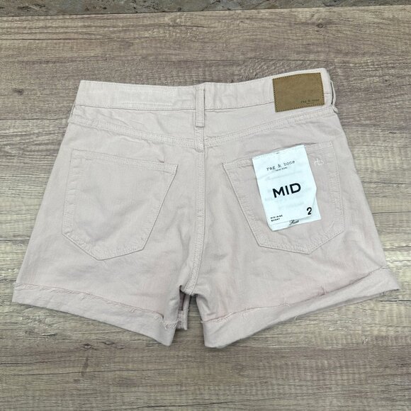Rag & Bone Shorts Womens 24 Pink Denim Rosa Mid-Rise Relaxed Through Hip & Thigh - Picture 2 of 12